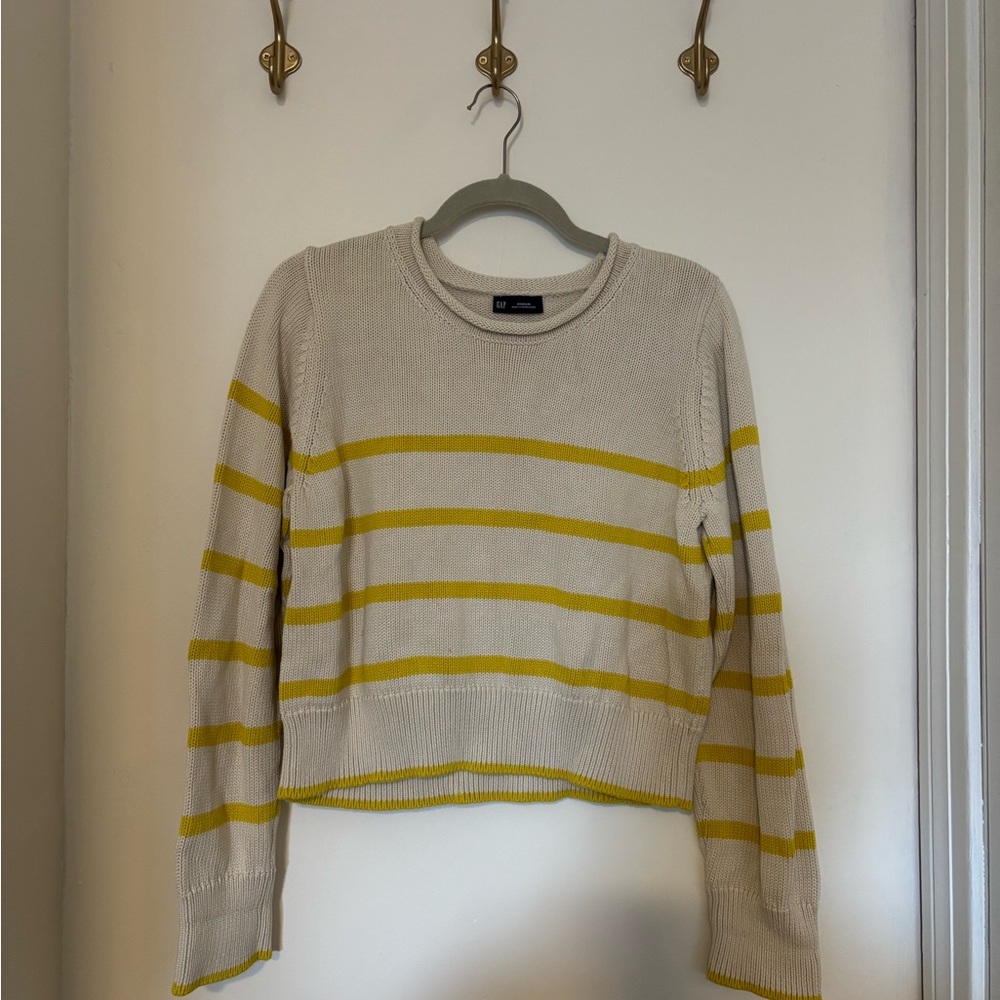 GAP Yellow and Cream Striped Sweater